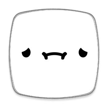 Sad cartoon face - Square fridge magnet - white - Front