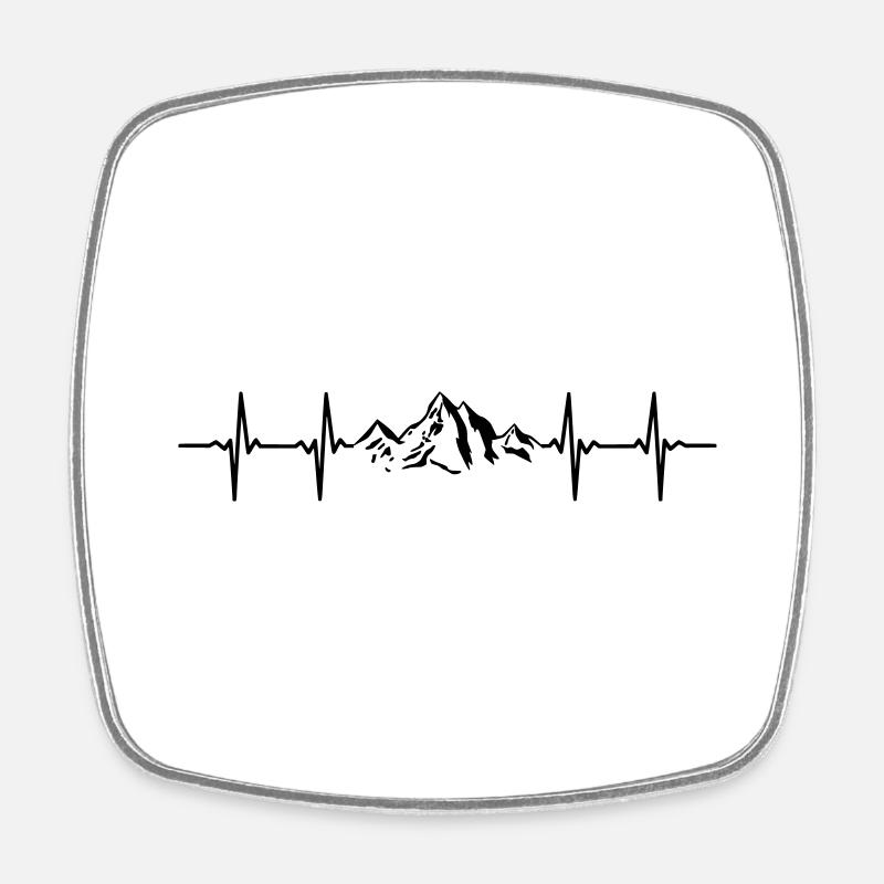 Heartbeat mountains pulse. gift - Square fridge magnet - white