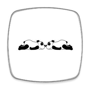 2 lying panda - Square fridge magnet - white - Front