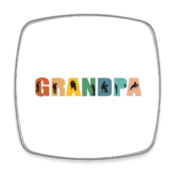 Grandpa Retro Graphic Art - Square fridge magnet - white - Front