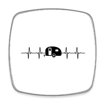 Caravan Heartbeat ECG Camper Camping Funny - Square fridge magnet - white - Front