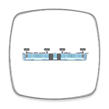 Schwebebahn lang pixelart - Viereckiger Kühlschrankmagnet - Weiß - Vorne
