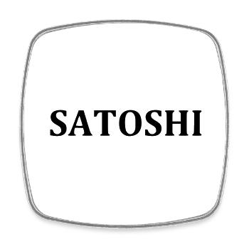 SATOSHI lettering for Bitcoiner Blockchain - Square fridge magnet - white - Front