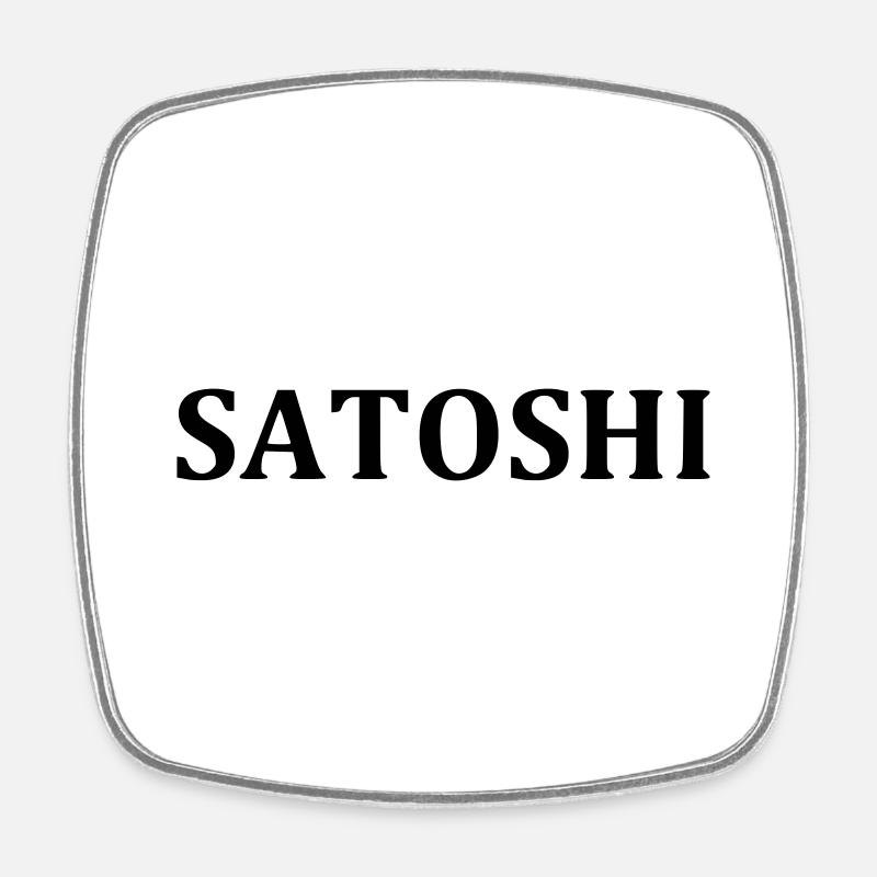 SATOSHI lettering for Bitcoiner Blockchain - Square fridge magnet - white