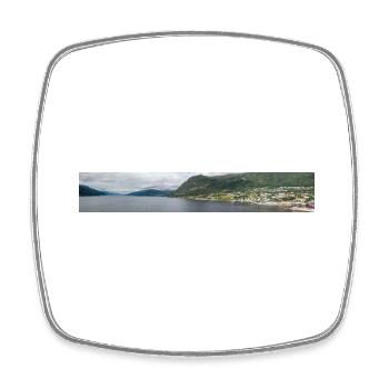 Nordfjordeid Panoramablick vom Hafen Norwegens - Viereckiger Kühlschrankmagnet - Weiß - Vorne