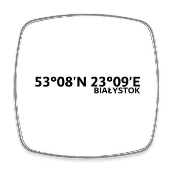 Białystok Coordinates - Square fridge magnet - white - Front