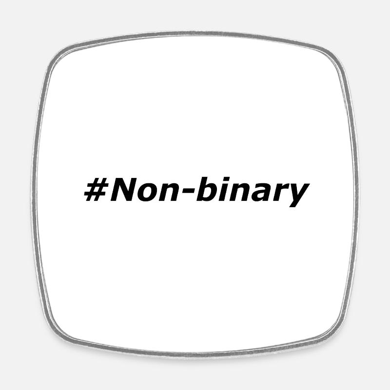 #Non-binary - Square fridge magnet - white