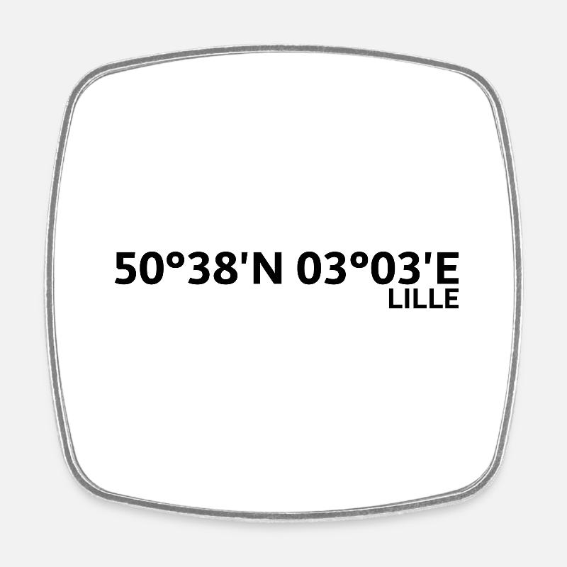 Coordonnées de Lille - Magnet carré - blanc