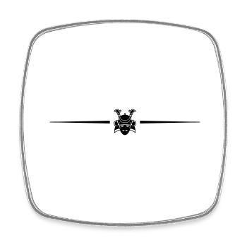 Samurai Helm Linie - Viereckiger Kühlschrankmagnet - Weiß - Vorne
