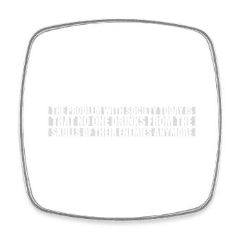 drinks from enemies skulls - Square fridge magnet - white - Front