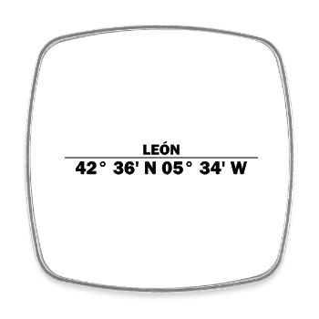 León Koordinaten - Viereckiger Kühlschrankmagnet - Weiß - Vorne