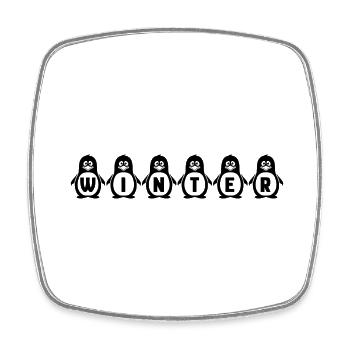 Pinguine - Schriftzug Winter - Geschenkidee - Viereckiger Kühlschrankmagnet - Weiß - Vorne