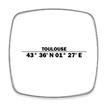 Toulouse Koordinaten - Viereckiger Kühlschrankmagnet - Weiß - Vorne