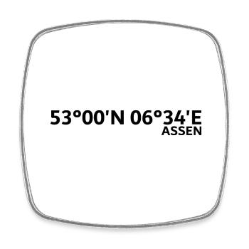 Assen coordinates - Square fridge magnet - white - Front