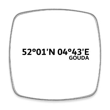 Gouda Koordinaten - Viereckiger Kühlschrankmagnet - Weiß - Vorne
