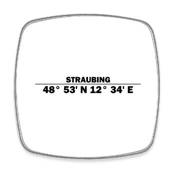 Straubing Koordinaten - Viereckiger Kühlschrankmagnet - Weiß - Vorne