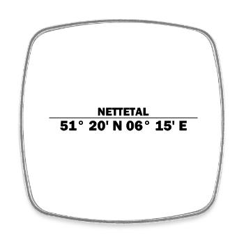 Nettetal Koordinaten - Viereckiger Kühlschrankmagnet - Weiß - Vorne