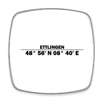 Ettlingen Koordinaten - Viereckiger Kühlschrankmagnet - Weiß - Vorne