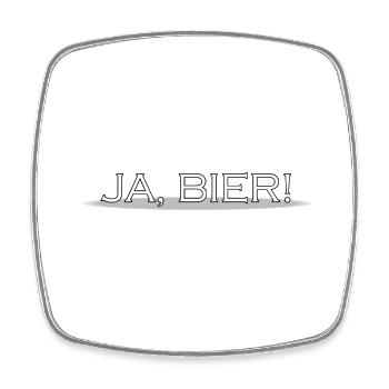 JA BIER weiße Schrift - Viereckiger Kühlschrankmagnet - Weiß - Vorne
