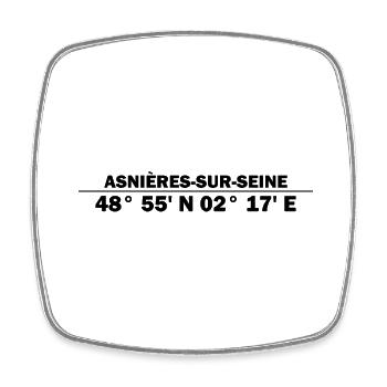 Asnières-sur-Seine coordinates - Square fridge magnet - white - Front