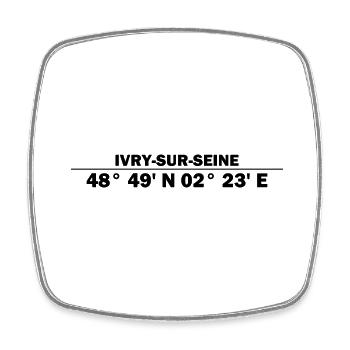 Ivry-sur-Seine coordinates - Square fridge magnet - white - Front