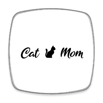 Maman chat noir - Magnet carré - blanc - Devant