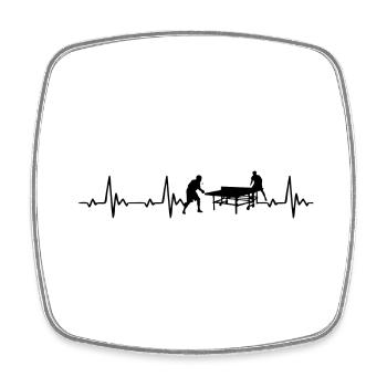 Tennis de table heartbeat Joueur de tennis de table - Magnet carré - blanc - Devant