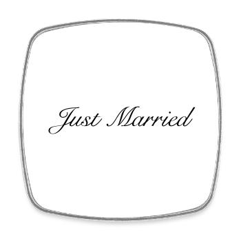 Cooles „Just Married“ Design für sie und ihn - Viereckiger Kühlschrankmagnet - Weiß - Vorne
