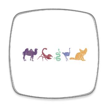 Boho Line Art Design, série « Desert » - Magnet carré - blanc - Devant