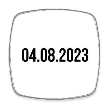 04.08.2023 Date - Square fridge magnet - white - Front