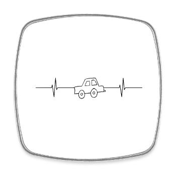 Heartbeat Car - Square fridge magnet - white - Front