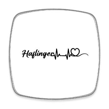 Heartbeat heart with lettering Haflinger black - Square fridge magnet - white - Front