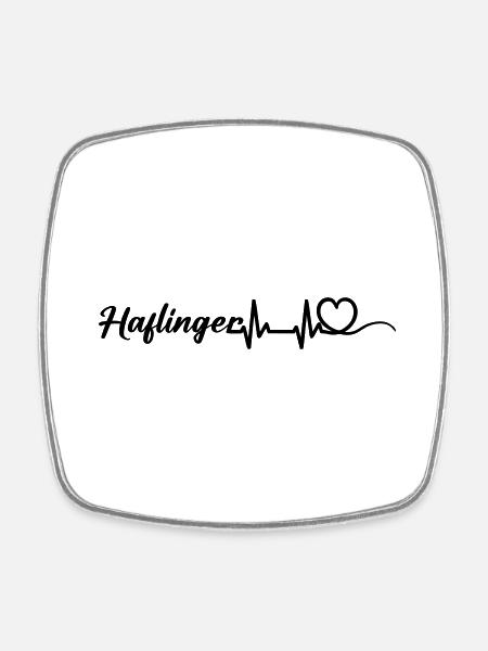 Heartbeat heart with lettering Haflinger black - Square fridge magnet - white