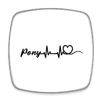 Heartbeat Herz mit Schriftzug Pony schwarz - Viereckiger Kühlschrankmagnet - Weiß - Vorne