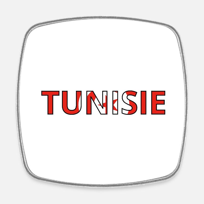 Drapeau Tunisie - Magnet carré - blanc