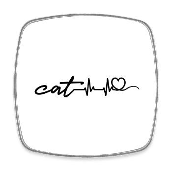 Heartbeat Heart with Cat Lettering - Square fridge magnet - white - Front
