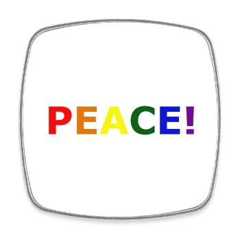 PEACE bunt - Viereckiger Kühlschrankmagnet - Weiß - Vorne