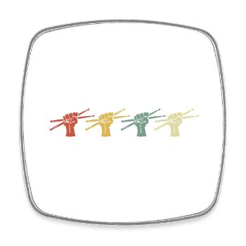 batteur de musique rétro vintage - Magnet carré - blanc - Devant