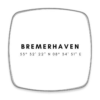Bremerhaven Koordinaten - Viereckiger Kühlschrankmagnet - Weiß - Vorne
