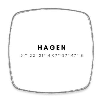 Hagen Koordinaten - Viereckiger Kühlschrankmagnet - Weiß - Vorne