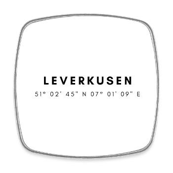 Leverkusen Koordinaten - Viereckiger Kühlschrankmagnet - Weiß - Vorne