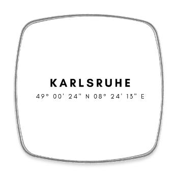 Karlsruhe coordinates - Square fridge magnet - white - Front