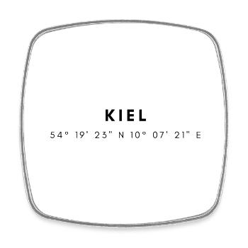 Kiel Koordinaten - Viereckiger Kühlschrankmagnet - Weiß - Vorne