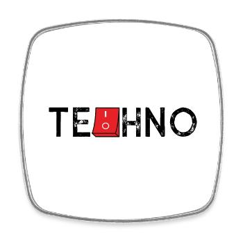 Techno On Off - Viereckiger Kühlschrankmagnet - Weiß - Vorne
