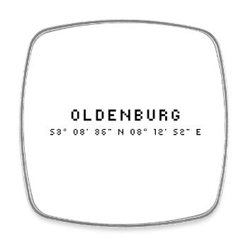 Oldenburg Koordinaten - Viereckiger Kühlschrankmagnet - Weiß - Vorne