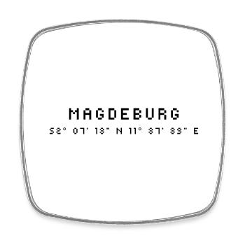 Magdeburg Koordinaten - Viereckiger Kühlschrankmagnet - Weiß - Vorne