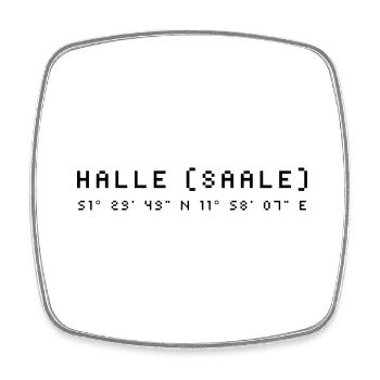 Halle (Saale) Koordinaten - Viereckiger Kühlschrankmagnet - Weiß - Vorne