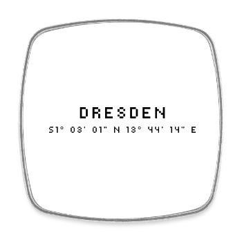 Dresden Koordinaten - Viereckiger Kühlschrankmagnet - Weiß - Vorne