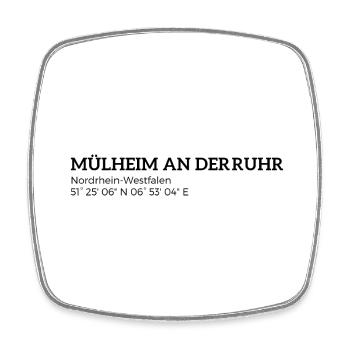 Mülheim an der Ruhr Nordrhein-Westfalen Koordinate - Viereckiger Kühlschrankmagnet - Weiß - Vorne