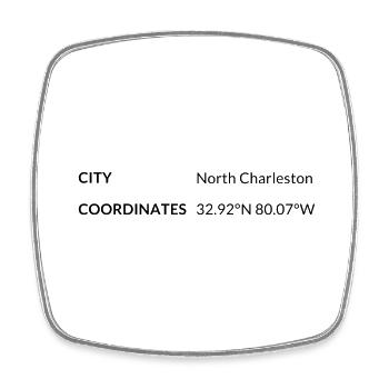 North Charleston South Carolina USA Koordinaten - Viereckiger Kühlschrankmagnet - Weiß - Vorne